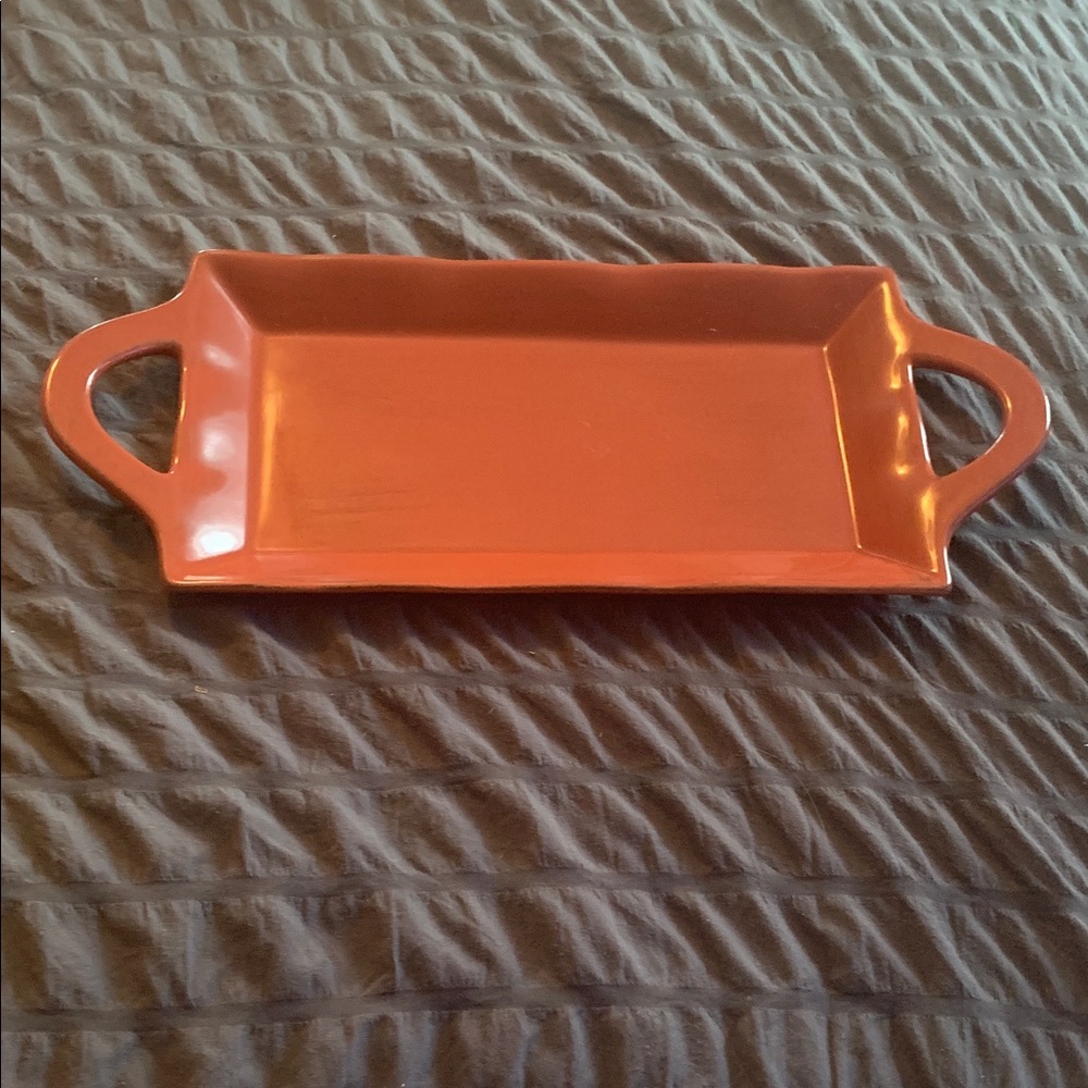 Tastefully Simple Rectangular Burnt Orange Serving Tray
